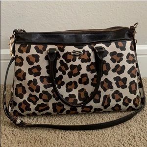 Coach ocelot large satchel convertible crossbody